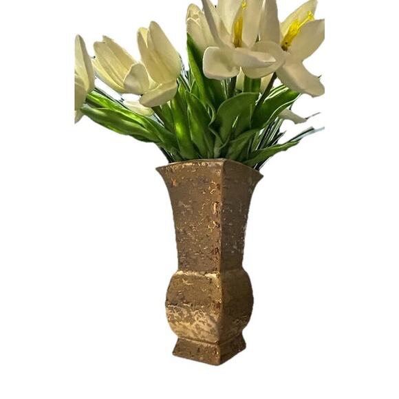 24 KT Gold 9” Tall Weeping Vase Made In USA Elegant Home Decor Entry Way Gift - Picture 10 of 13